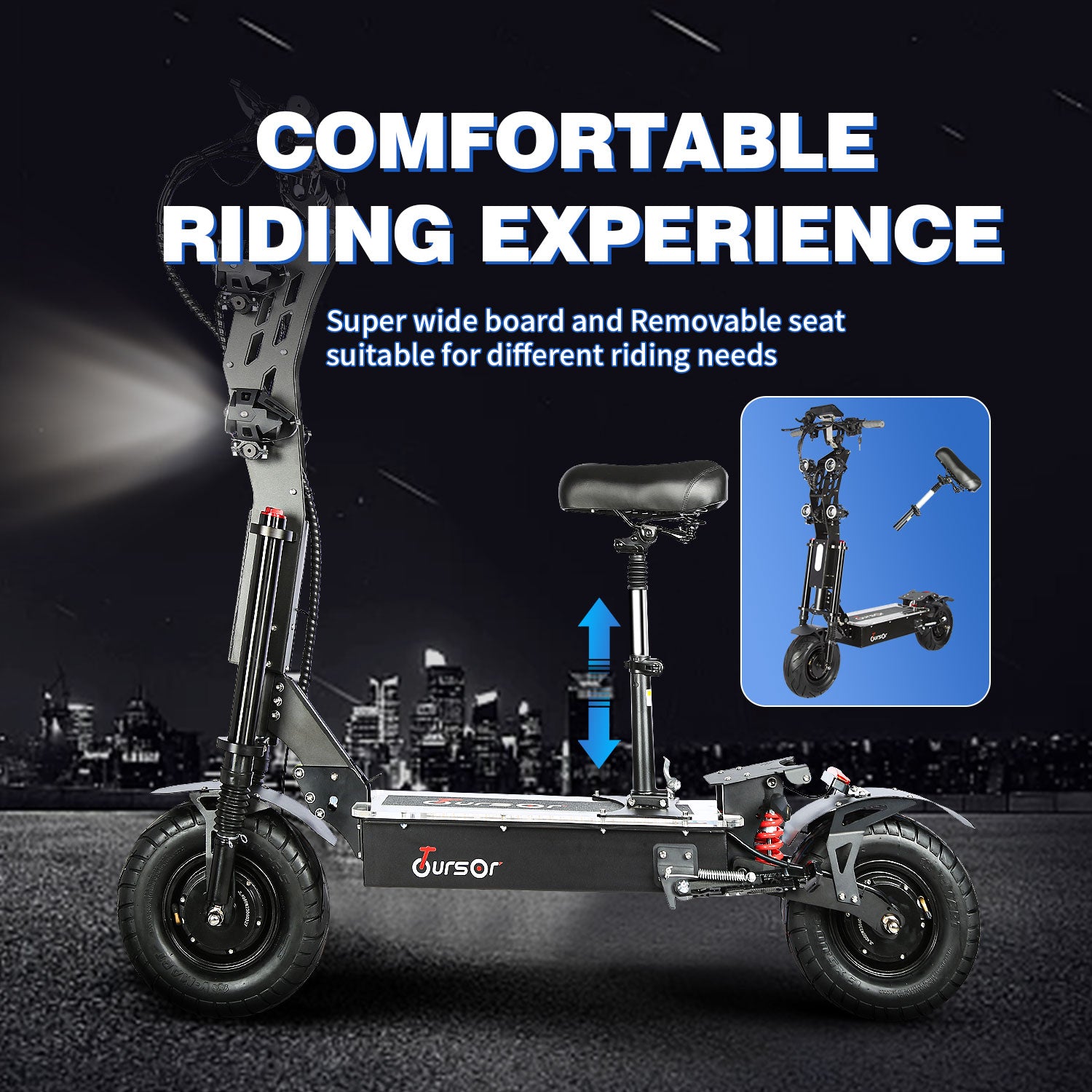 Toursor Electric Scooter for Adults with Foldable Seat