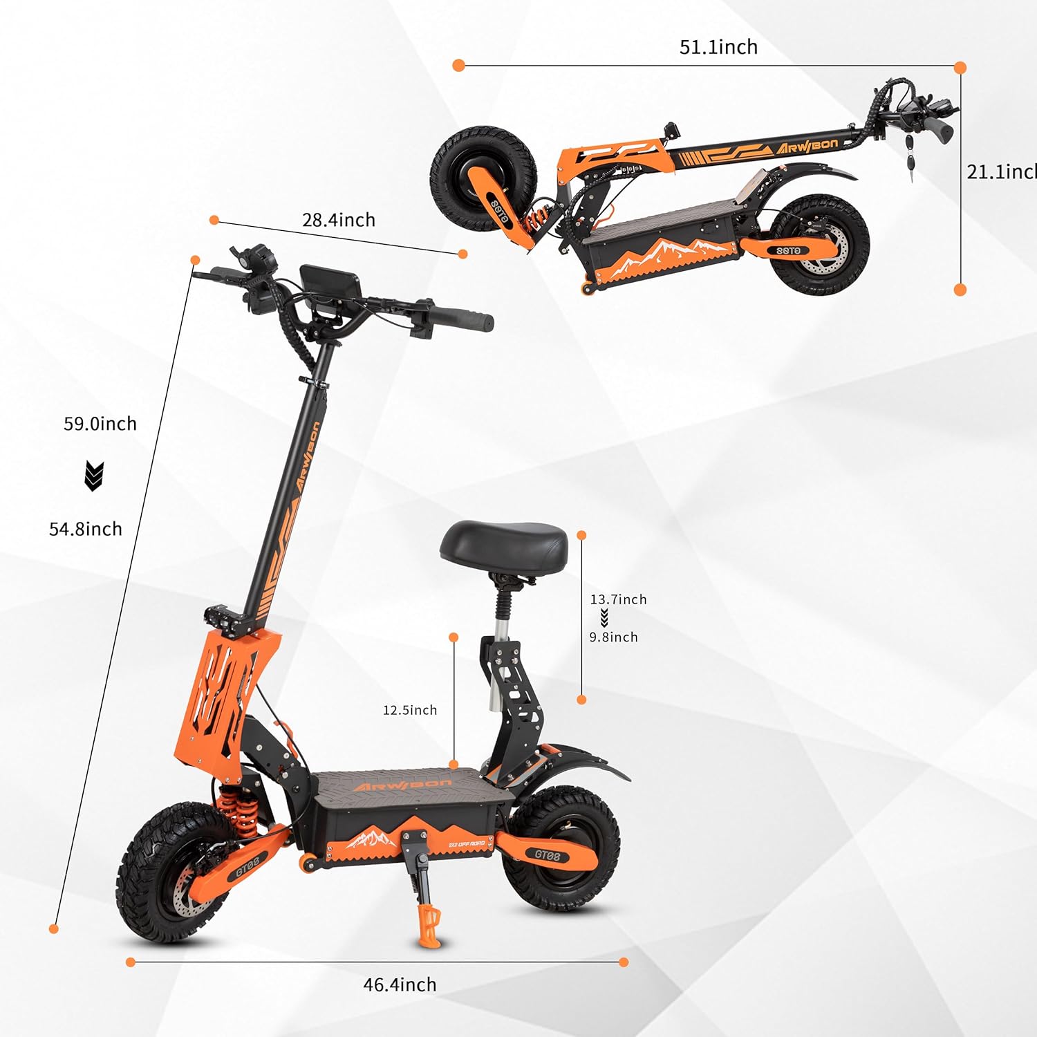 Arwibon GT08 Electric Scooter with double motors 2800W*2；60V/27Ah