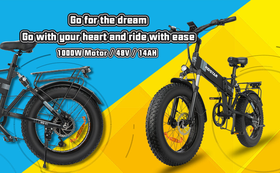 Electric Bike for Adults Foldable 1000W Motor,26 MPH 48V/14Ah 20" x 4.0 Fat Tire Removable Battery Electric Assist Bicycle with Shimano 7-Speed Snow Beach Mountain Ebikes