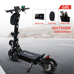 Arwibon Q13Pro Electric Scooter Adults--7000W 50 MPH 60V50AH Dual Drive 30-40 Miles Range 13" Large Tires with Dual 2 Chargers Foldable Commuter Scooter Double Brake