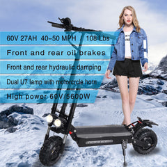 Q12Plus Electric Scooter with High Speed for Adults | 50 MPH 2800W *2 Dual Drive Motor